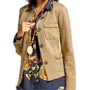 CAbi Penny Fleck Brown Herringbone Blazer Women's Size Medium Style# 3170